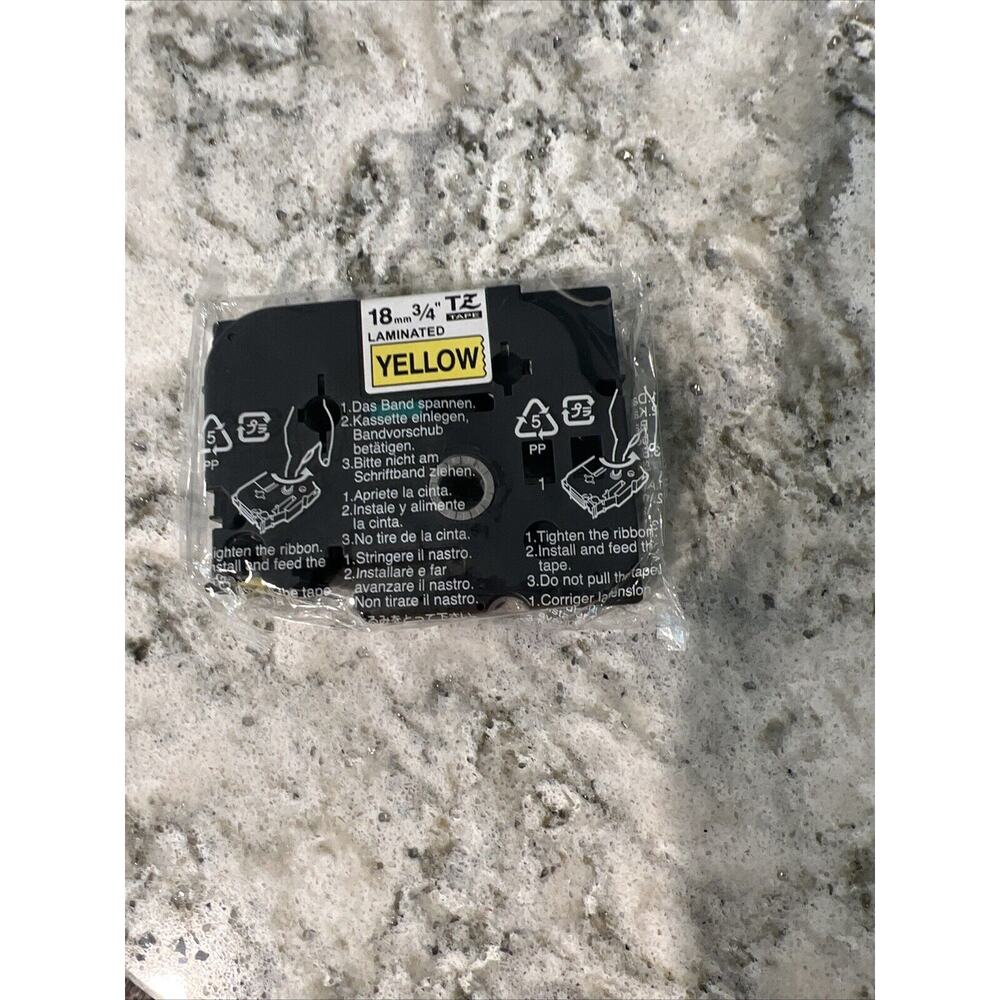Lot Of 5 Brother P-Touch Tape Cassette TZ-641 Black‎ Print on Yellow 3/4”, 18mm - Picture 2 of 2